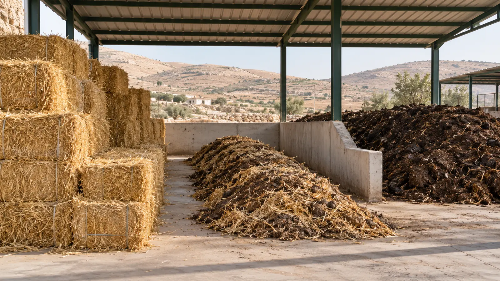Conceptual view of local agricultural residues prepared for mushroom compost
