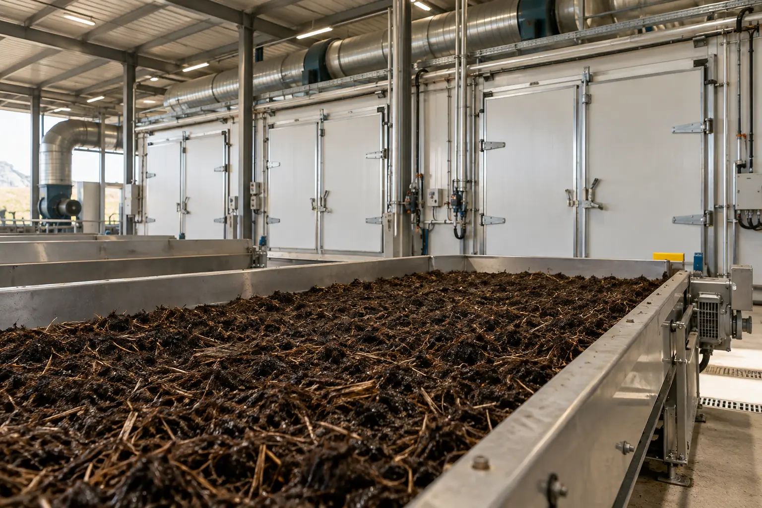 Conceptual view of a professional mushroom compost facility